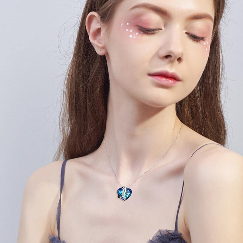 Heart-Shaped Swarovski crystal sterling silver necklace - ReadYourHeart