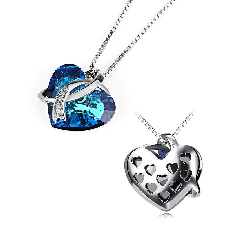Heart-Shaped Swarovski crystal sterling silver necklace - ReadYourHeart