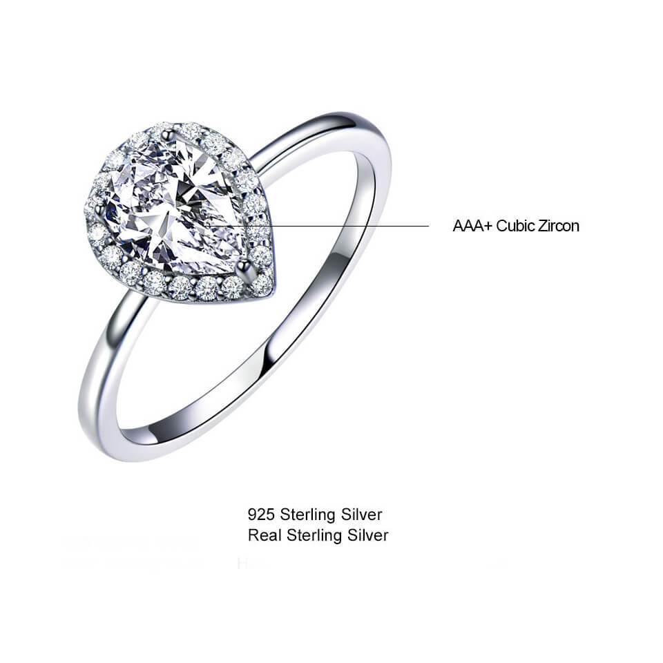 Pear shaped gemstone Sterling Silver Ring - ReadYourHeart