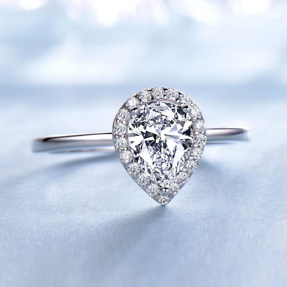 Pear shaped gemstone Sterling Silver Ring - ReadYourHeart,RRX-10073G,RRX-10073W
