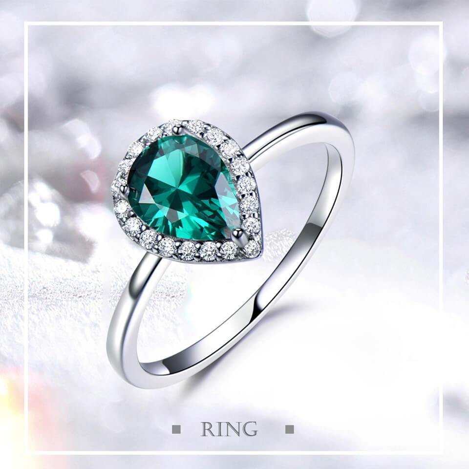 Pear shaped gemstone Sterling Silver Ring - ReadYourHeart,RRX-10073G,RRX-10073W