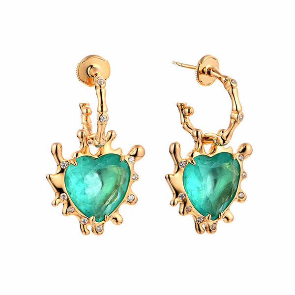 Heart-shaped Paraiba Tourmaline Bone Knot Sterling Silver Drop Earrings - ReadYourHeart