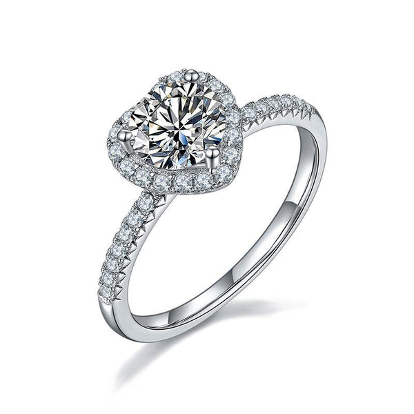 Heart Shape Fashion Round Moissanite Sterling Silver Wedding Ring - ReadYourHeart