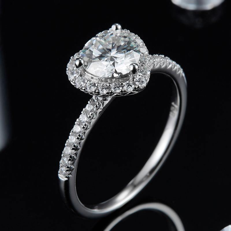 Heart Shape Fashion Round Moissanite Sterling Silver Wedding Ring - ReadYourHeart,RRW-M48A
