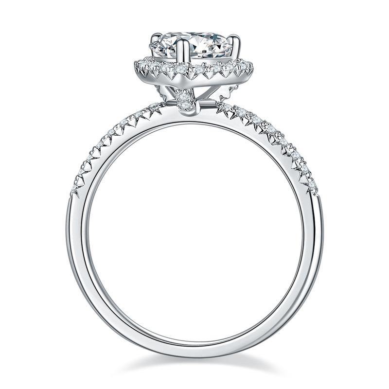 Heart Shape Fashion Round Moissanite Sterling Silver Wedding Ring - ReadYourHeart,RRW-M48A