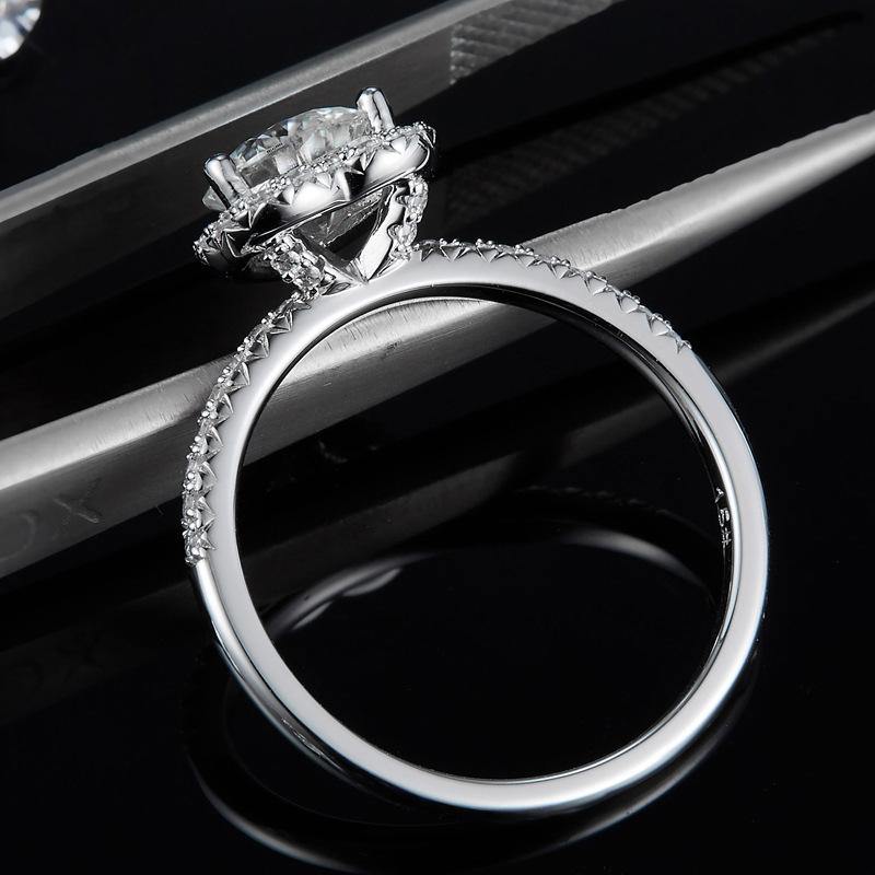 Heart Shape Fashion Round Moissanite Sterling Silver Wedding Ring - ReadYourHeart,RRW-M48A