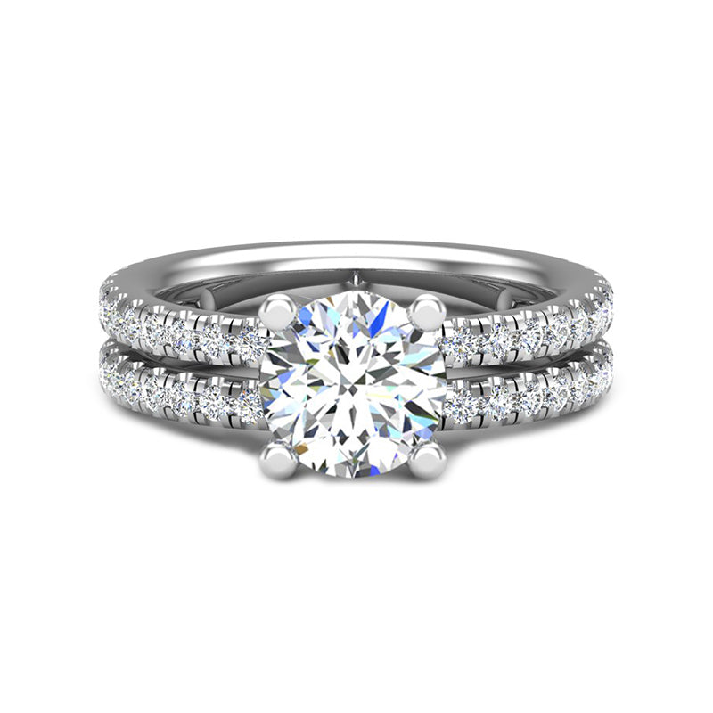 Hidden Halo Moissanite With Double Shank Engagement Ring - ReadYourHeart