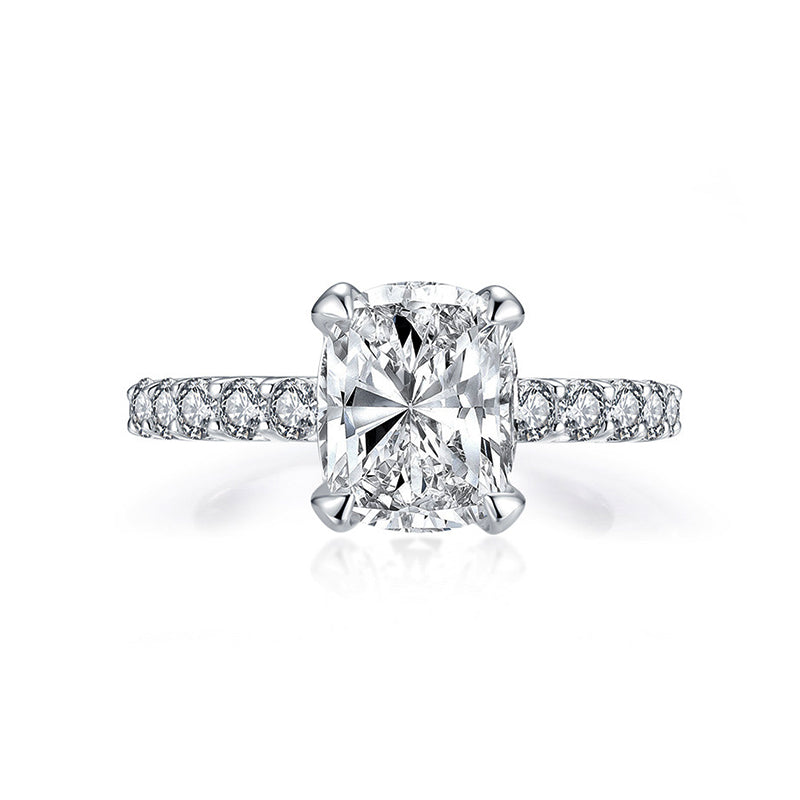 Hidden Halo Radiant Moissanite Pave Engagement Ring - ReadYourHeart