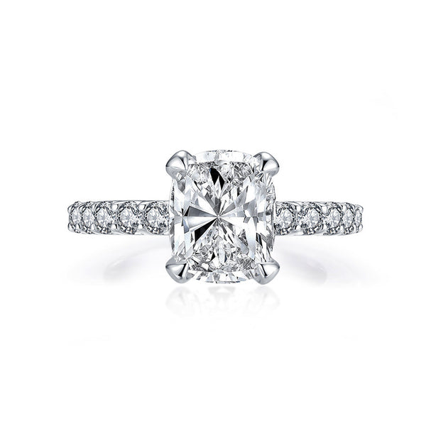 Hidden Halo Radiant Moissanite Pave Engagement Ring - ReadYourHeart