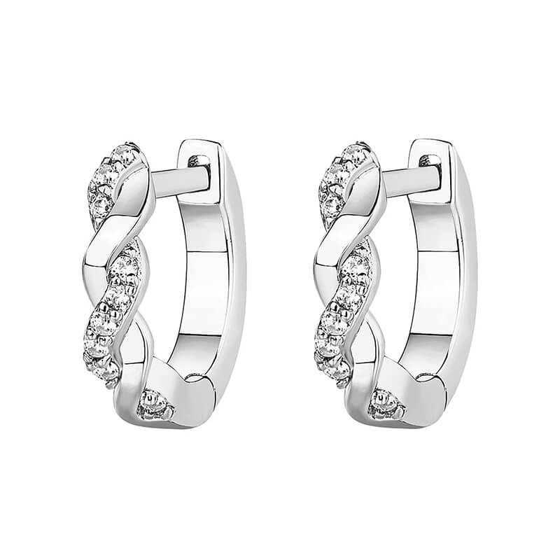 Huggie Hoop Moissanite Pave Earrings In Sterling Silver - ReadYourHeart