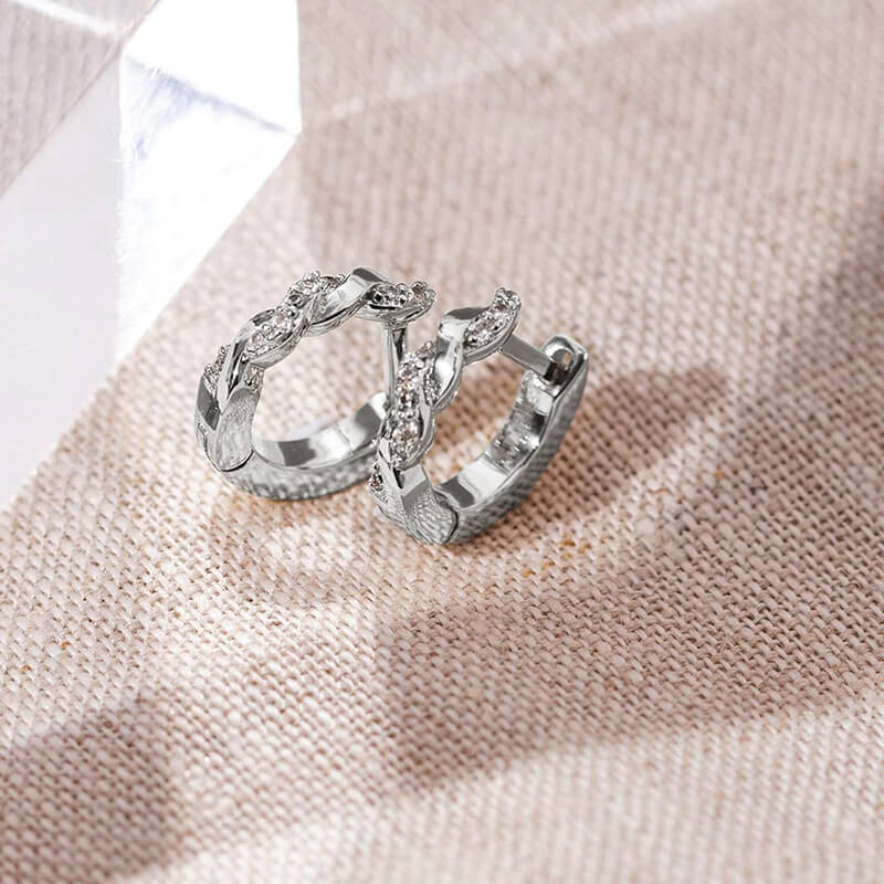 Huggie Hoop Moissanite Pave Earrings In Sterling Silver - ReadYourHeart