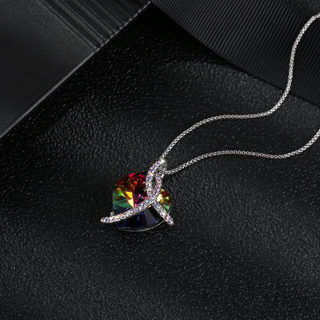 Love Heart Crystal Pave Necklace - ReadYourHeart