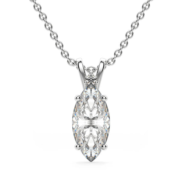 Marquise Cut  Moissanite Basket Set Pendant Necklace in Sterling Silver - ReadYourHeart