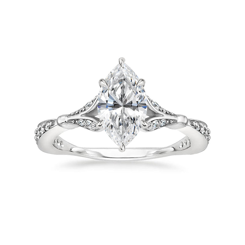 RRL-FA1C484-1,RRL-FA1C484-2,RRL-FA1C484-3,Marquise Cut Moissanite Petals Split Shank Engagement Ring - ReadYourHeart