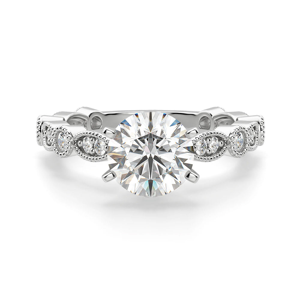 Milgrain Marquise And Dot Moissanite Engagement Ring - ReadYourHeart