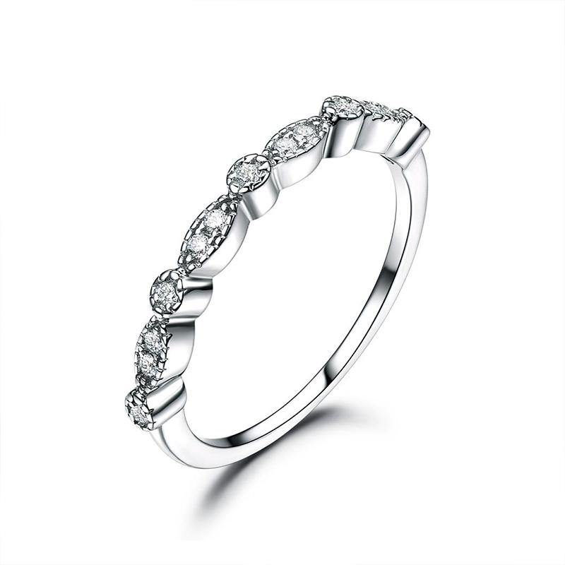 Milgrain Marquise Cubic Zirconia Stacking Infinity Sterling Silver Wedding Band - ReadYourHeart