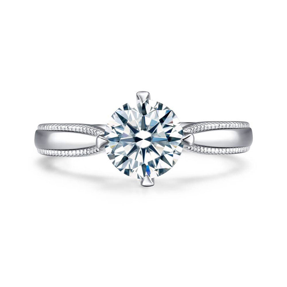 Milgrain Solitaire Moissanite Engagement Ring - ReadYourHeart