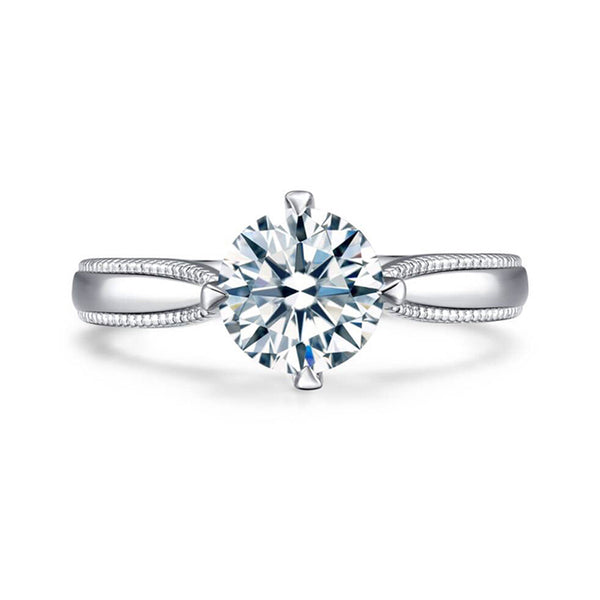 Milgrain Solitaire Moissanite Engagement Ring - ReadYourHeart