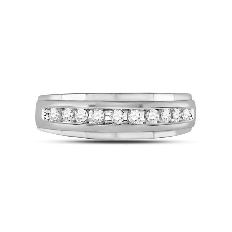 Channel Set Moissanite Accent Step Wedding Band - ReadYourHeart