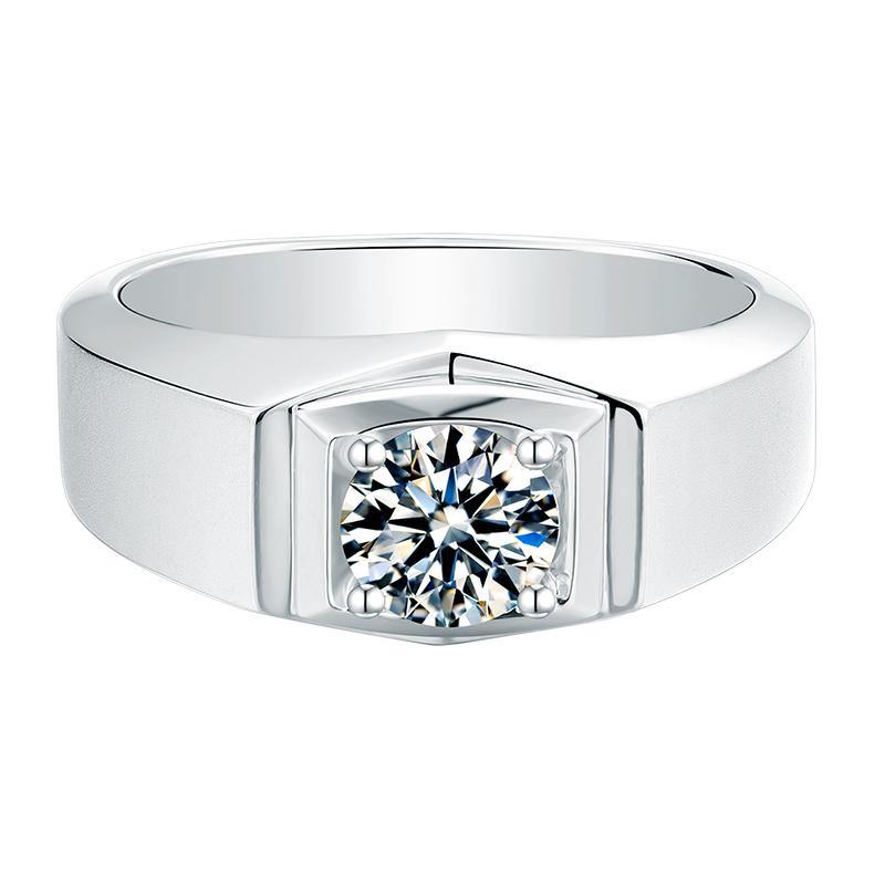 Moissanite Classic Sterling Silver Wedding Ring For Men - ReadYourHeart,RRW-M74A
