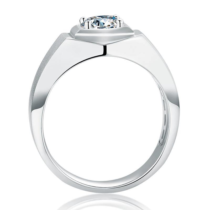 Moissanite Classic Sterling Silver Wedding Ring For Men - ReadYourHeart,RRW-M74A
