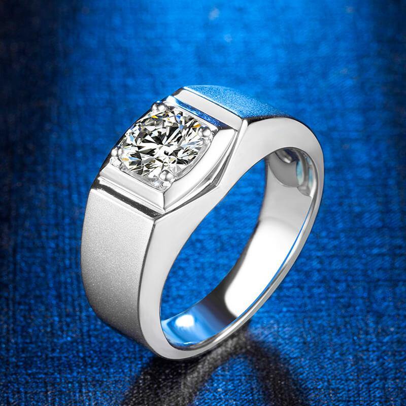 Moissanite Classic Sterling Silver Wedding Ring For Men - ReadYourHeart,RRW-M74A