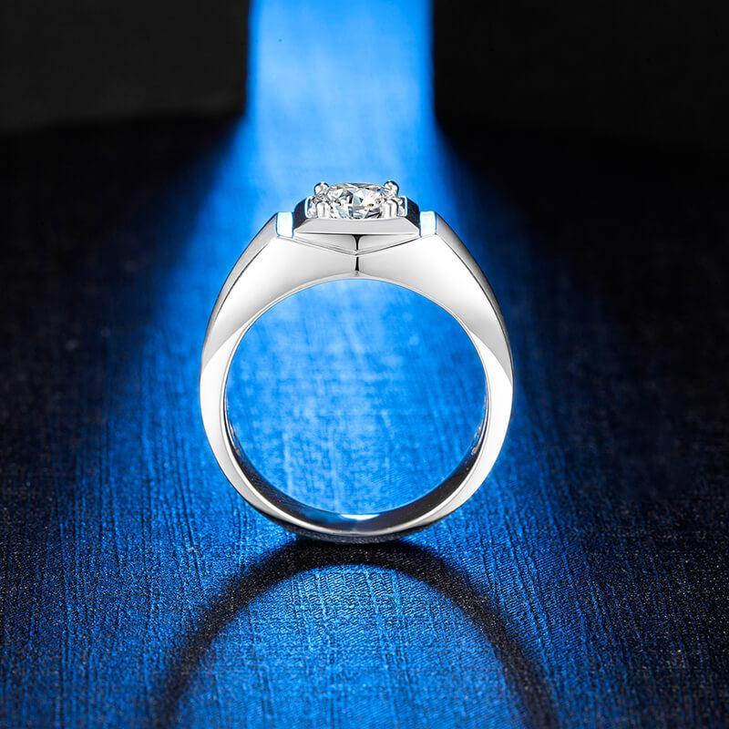 Moissanite Classic Sterling Silver Wedding Ring For Men - ReadYourHeart,RRW-M74A