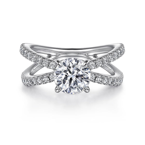 Moissanite Criss Cross Pave Engagement Ring - ReadYourHeart