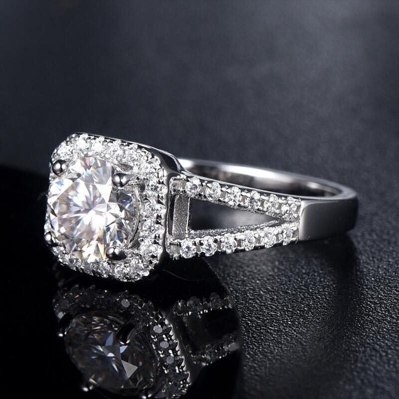 Moissanite Fashion Double Arm Sterling Silver Ring - ReadYourHeart,RRX-TLA006