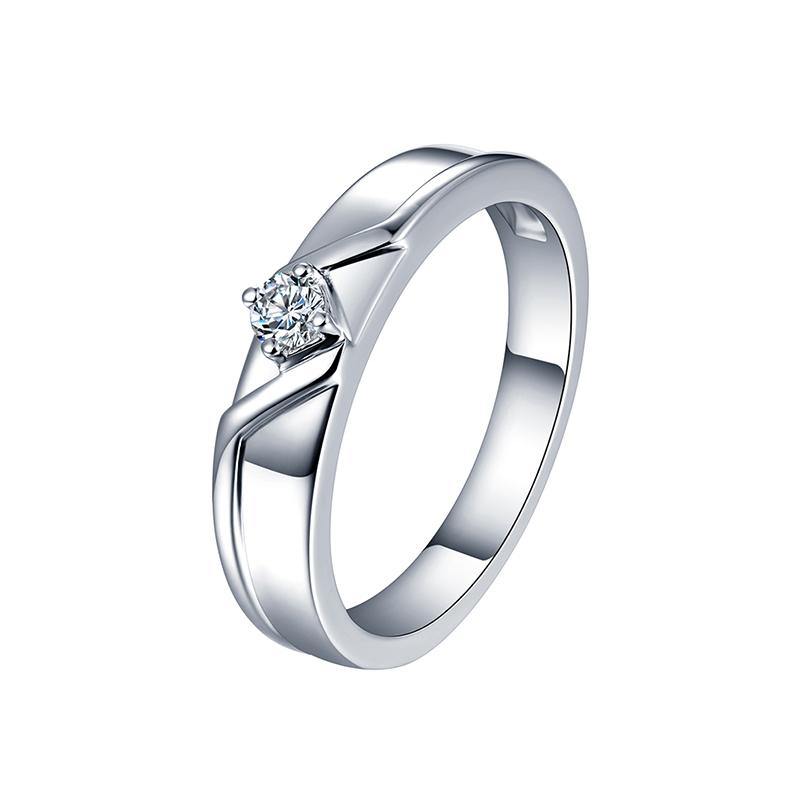 Moissanite Fashion Four Prong Sterling Silver Wedding Band Ring - ReadYourHeart