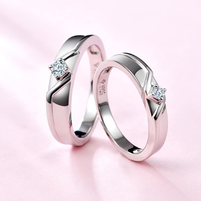 Moissanite Fashion Four Prong Sterling Silver Wedding Band Ring - ReadYourHeart,RRL-LTR19092803-W,RRL-LTR19092803-M