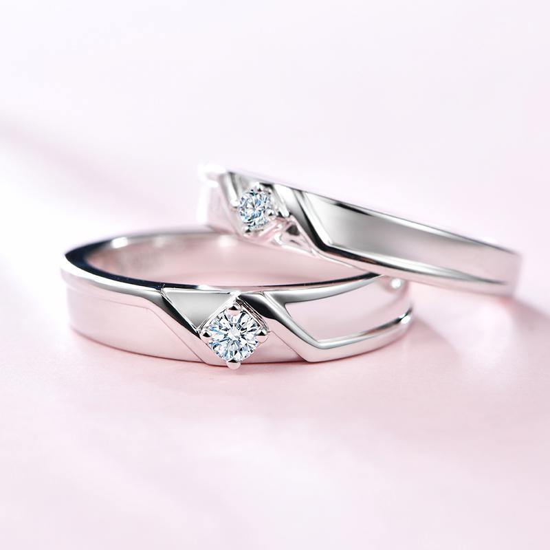 Moissanite Fashion Four Prong Sterling Silver Wedding Band Ring - ReadYourHeart,RRL-LTR19092803-W,RRL-LTR19092803-M