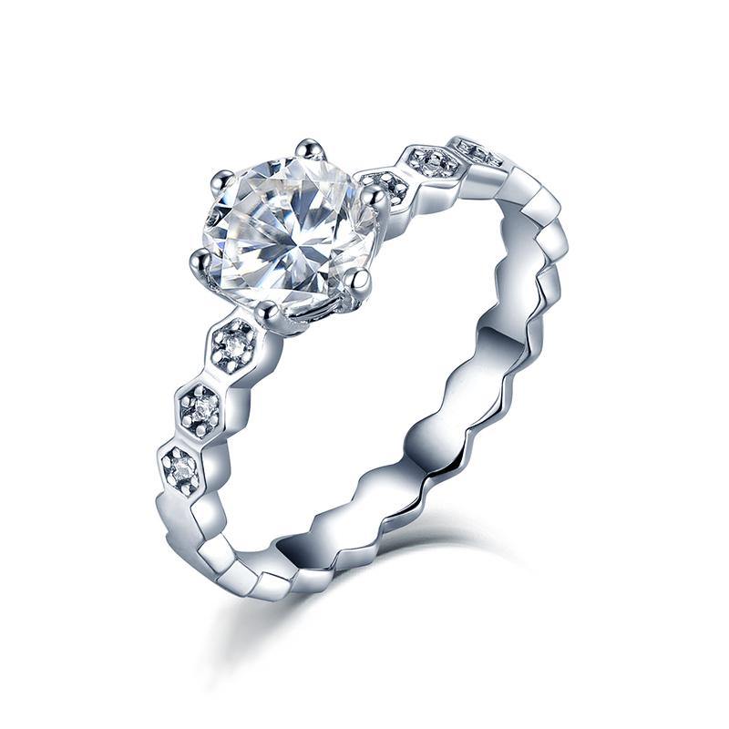 Moissanite Fashion Honeycomb Band Sterling Silver Ring - ReadYourHeart