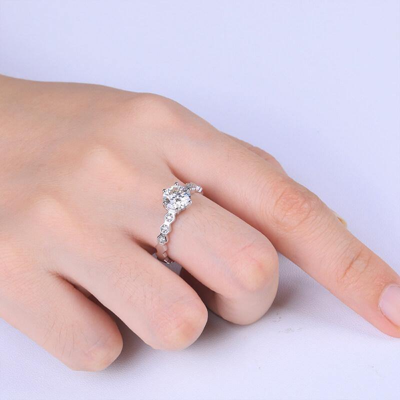 Moissanite Fashion Honeycomb Band Sterling Silver Ring - ReadYourHeart,RRW-M14A,RRW-M14B
