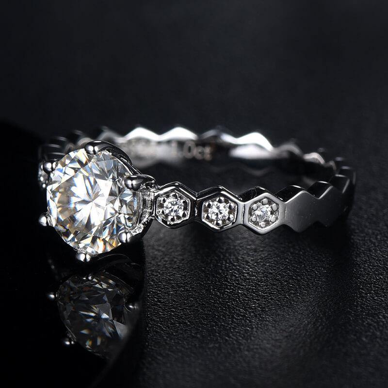 Moissanite Fashion Honeycomb Band Sterling Silver Ring - ReadYourHeart,RRW-M14A,RRW-M14B