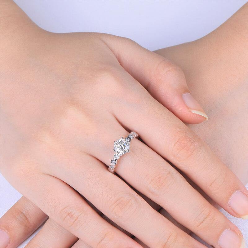 Moissanite Fashion Honeycomb Band Sterling Silver Ring - ReadYourHeart,RRW-M14A,RRW-M14B