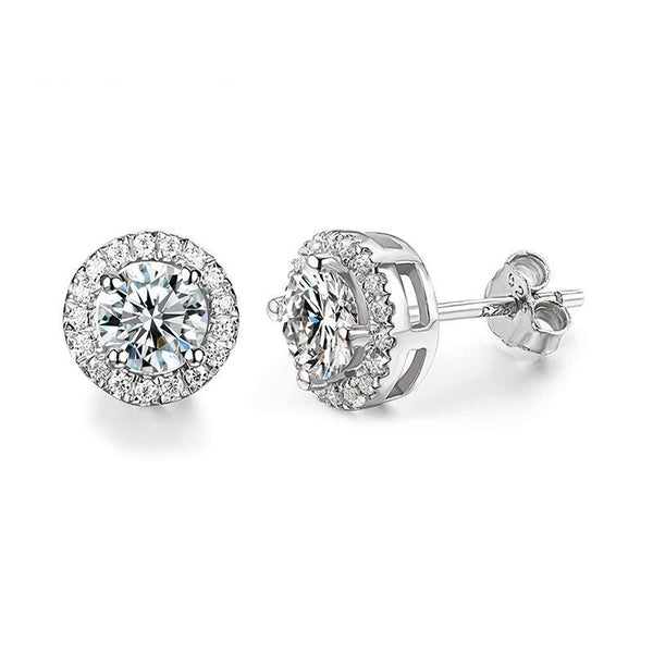 Moissanite Fashion Round Sterling Silver Earrings - ReadYourHeart