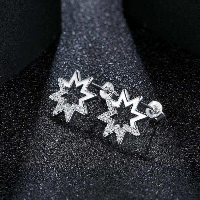 Moissanite Fashion Star Sterling Silver Earrings - ReadYourHeart
