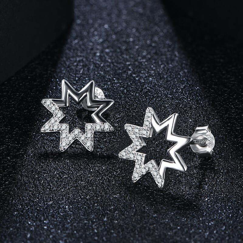 Moissanite Fashion Star Sterling Silver Earrings - ReadYourHeart