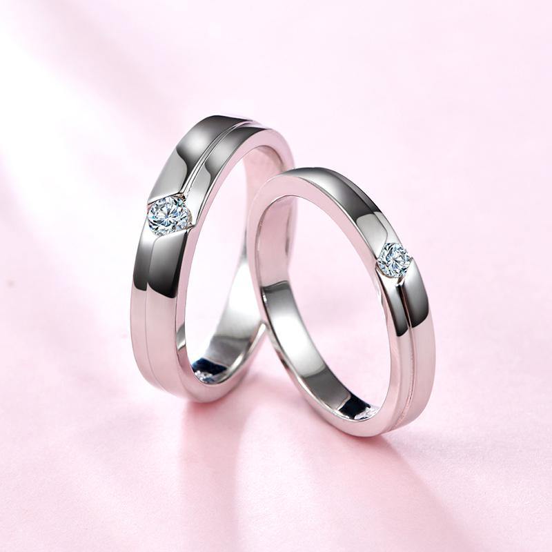 Moissanite Fashion Sterling Silver Wedding Band Ring - ReadYourHeart,RRL-LTR19092802-M,RRL-LTR19092802-W