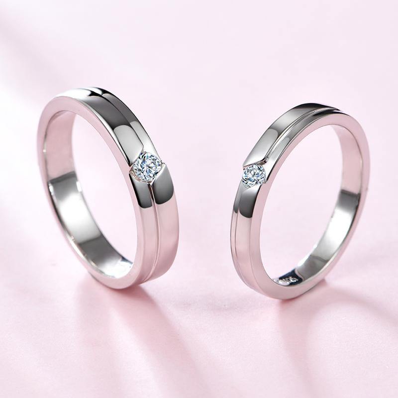 Moissanite Fashion Sterling Silver Wedding Band Ring - ReadYourHeart,RRL-LTR19092802-M,RRL-LTR19092802-W