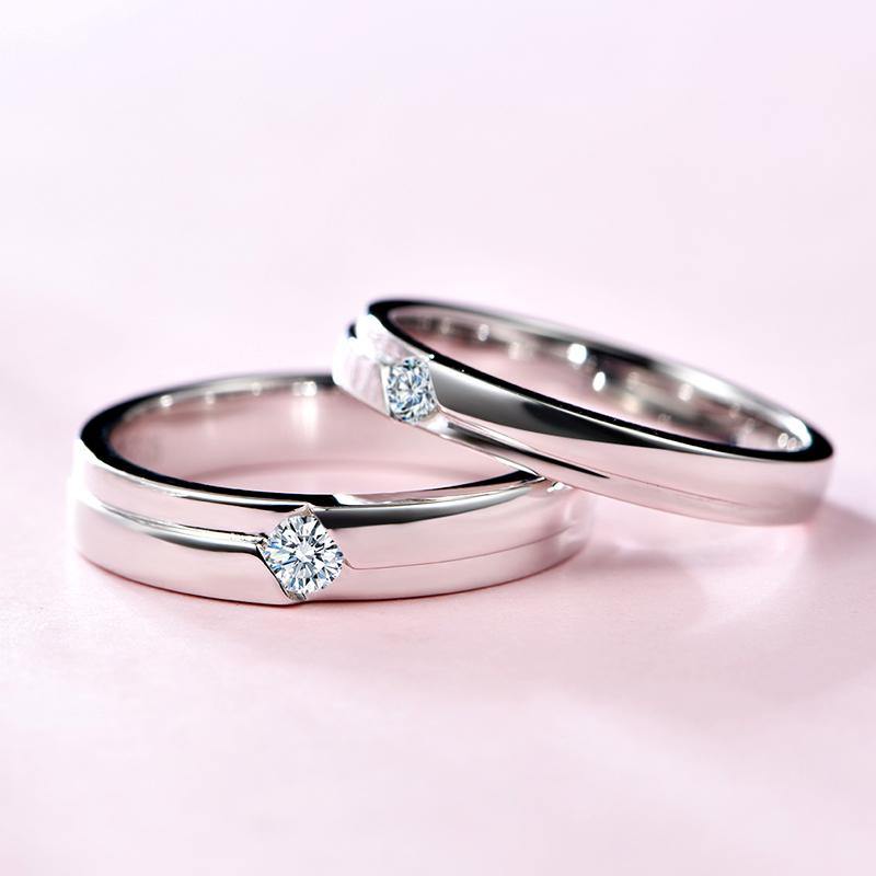 Moissanite Fashion Sterling Silver Wedding Band Ring - ReadYourHeart,RRL-LTR19092802-M,RRL-LTR19092802-W