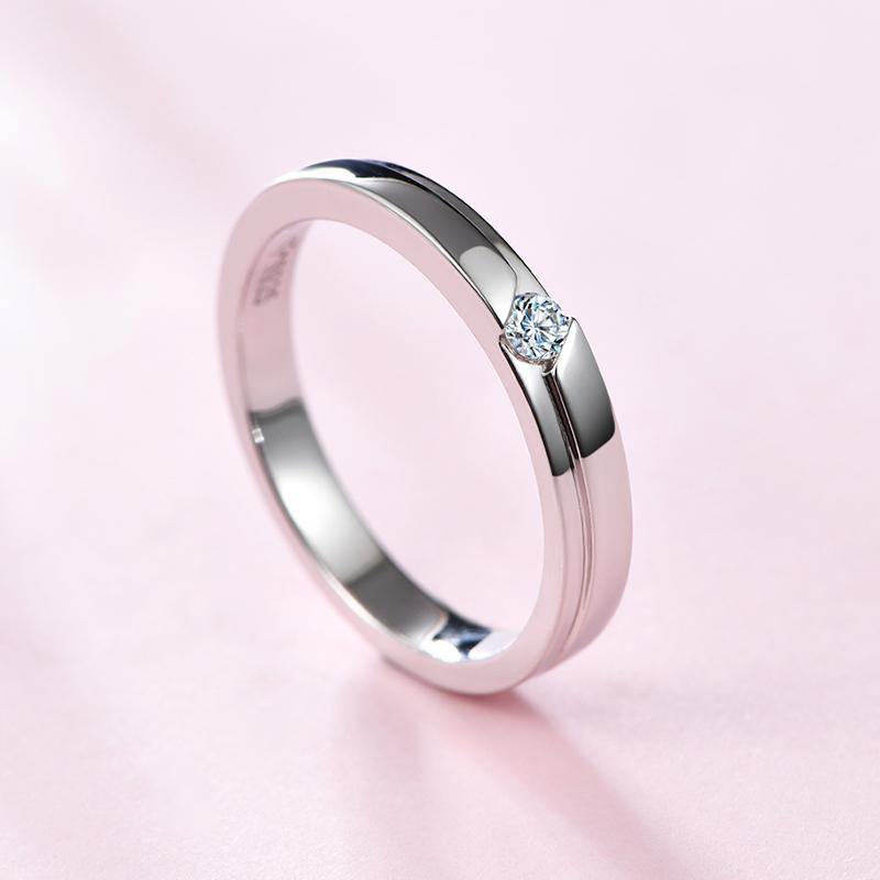 Moissanite Fashion Sterling Silver Wedding Band Ring - ReadYourHeart,RRL-LTR19092802-M,RRL-LTR19092802-W