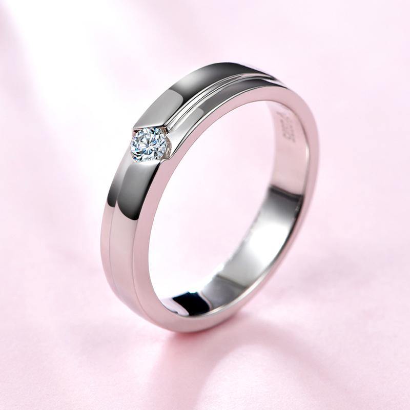 Moissanite Fashion Sterling Silver Wedding Band Ring - ReadYourHeart,RRL-LTR19092802-M,RRL-LTR19092802-W