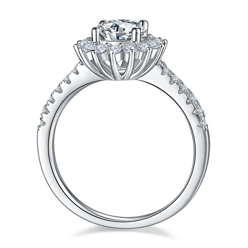 Moissanite Fashion Sunflower Sterling Silver Wedding Ring - ReadYourHeart,RRW-M45A,RRW-M45C,RRW-M45D,RRW-M45E