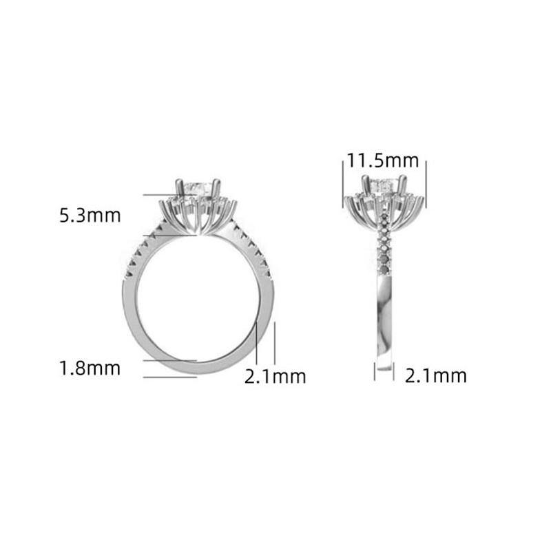 Moissanite Fashion Sunflower Sterling Silver Wedding Ring - ReadYourHeart