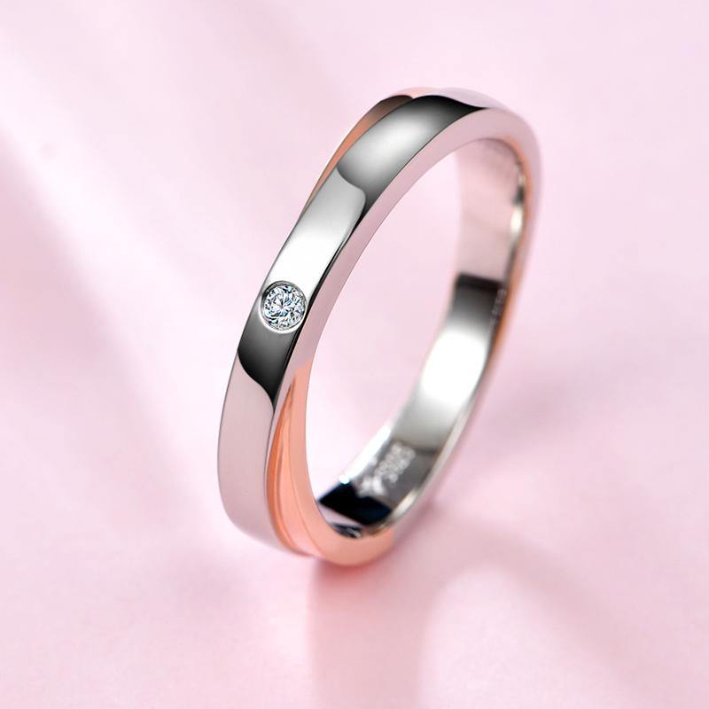 Moissanite Fashion Two Tone Eternity Sterling Silver Wedding Band Ring - ReadYourHeart,RRL-LTR19092102-W,RRL-LTR19092102-M