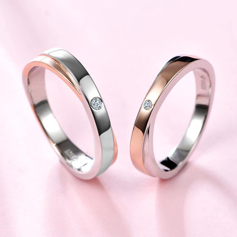 Moissanite Fashion Two Tone Eternity Sterling Silver Wedding Band Ring - ReadYourHeart,RRL-LTR19092102-W,RRL-LTR19092102-M
