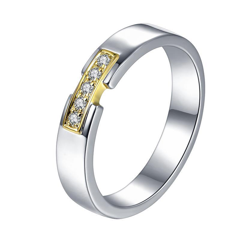 Moissanite Fashion Two Tone Sterling Silver Wedding Band Ring - ReadYourHeart,RRL-LTR19092103-W,RRL-LTR19092103-M