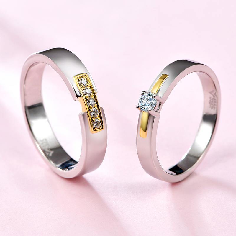 Moissanite Fashion Two Tone Sterling Silver Wedding Band Ring - ReadYourHeart,RRL-LTR19092103-W,RRL-LTR19092103-M